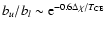 $b_u/b_l\sim {\rm e}^{-0.6\Delta \chi/T_{\rm CE}}$