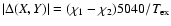 $\vert\Delta(X,Y)\vert=(\chi_1-\chi
_2)5040/T_{\rm ex}$