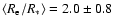 $\langle R_{\rm e}/R_*\rangle=2.0\pm0.8$