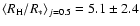 $\langle R_{\rm H}/R_*\rangle_{j=0.5}= 5.1\pm2.4$
