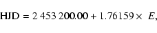 \begin{displaymath}
{\rm HJD} = 2~453~200.00 + 1.76159 \times \ E ,
\end{displaymath}