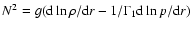 ${N^2}=g({\rm d}\ln\rho /{\rm d}r-1/\Gamma_1 {\rm d}\ln p/{\rm d}r)$