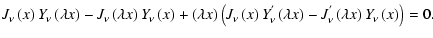 $\displaystyle {\it J}_{\nu}\left(x\right){\it Y}_{\nu}\left(\lambda x\right) - ...
... {\it J}_{\nu}^{'}\left(\lambda x\right){\it Y}_{\nu}\left(x\right)\right) = 0.$