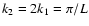 $k_{2}=2k_{1}=\pi/L$