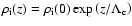 $\rho_{\rm i}(z)=\rho_{\rm i}(0)\exp\left(z/\Lambda_{\rm c}\right)$