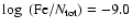 $\log~({\rm Fe}/N_{\rm tot})=-9.0$