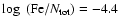 $\log~({\rm Fe}/N_{\rm tot})=-4.4$