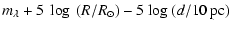 $\displaystyle m_{\lambda} + 5~\log~ (R/R_{\odot})-5~{\rm log}~(d/10~{\rm pc})$