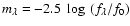 $m_\lambda = -2.5~\log~ (f_\lambda/f_0)$