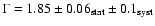 $\Gamma=1.85\pm0.06_{{\rm stat}} \pm 0.1_{{\rm syst}}$