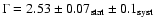 $\Gamma=2.53\pm0.07_{{\rm stat}} \pm 0.1_{{\rm syst}}$