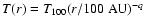 $T(r) = T_{100} (r/100~{\rm AU})^{-q}$