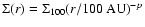 $\Sigma(r) =
\Sigma_{100} (r/100~{\rm AU})^{-p}$