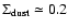 $\Sigma_{\rm dust} \simeq 0.2$