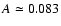 $A \simeq 0.083$