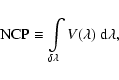 \begin{displaymath}%
{\rm NCP} \equiv \int\limits_{\delta \lambda} V(\lambda)~ {\rm d} \lambda,
\end{displaymath}