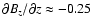 $\partial B_z/\partial z\approx - 0.25$