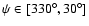 $\psi \in [330^\circ,30^\circ]$