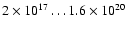 $2\times10^{17} \ldots 1.6\times10^{20}$