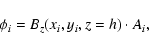 \begin{displaymath}\phi_i = B_z(x_i,y_i,z=h) \cdot A_i , \end{displaymath}