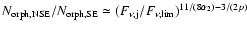 $N_{\rm orph, NSE}/N_{\rm orph, SE} \simeq
(F_{\nu,{\rm j}}/F_{\nu,\lim})^{11/(8\alpha_2)-3/(2p)}$