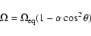 \begin{displaymath}%
\Omega = \Omega_{\rm eq} ( 1-\alpha\cos^2\theta)
\end{displaymath}