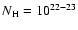 $N_{\rm H}=10^{22-23}$