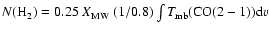 $N({\rm
H}_2)=0.25~X_{\rm MW}~(1/0.8)\int T_{\rm mb}({\rm CO}(2-1)) {\rm d}v$