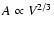 $A\propto V^{2/3}$
