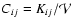 $C_{ij} = K_{ij} / {\cal V}$