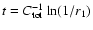 $t = C_{\rm tot}^{-1} \ln (1/r_1)$
