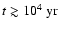 $t \gtrsim 10^4~ {\rm yr}$