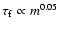 $\tau_{\rm f} \propto m^{0.05}$