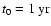 $t_0 = 1~ {\rm yr}$
