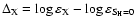 $\Delta_{\rm X} = \log\varepsilon_{\rm X} - \log\varepsilon_{\rm S_H = 0}$