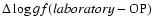 $\Delta \log gf (laboratory - {\rm OP})$