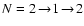 $N = 2 \! \to \! 1 \! \to \! 2$