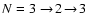 $N = 3 \to \! 2 \! \to \! 3$