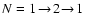 $N = 1 \! \to \! 2 \! \to \! 1 $