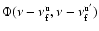 $\Phi (\nu-\nu_{\rm f}^{\rm u}, \nu-\nu_{\rm f}^{\rm u'})$