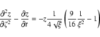 \begin{displaymath}%
{{\partial^2 z}\over{\partial \zeta^2}}-{{\partial z}\over{...
...z{1\over{4\sqrt{\xi}}}\left({9\over 16}{1\over \xi^2}-1\right)
\end{displaymath}