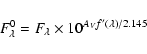 \begin{displaymath}F_{\lambda}^0=F_{\lambda} \times 10^{A_V f^{\prime}(\lambda)/2.145}
\end{displaymath}