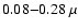 $0.08{-}0.28~\mu$