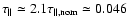 $\tau_{\Vert}\simeq 2.1\tau_{\Vert,{\rm nom}} \simeq 0.046$