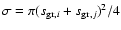 $\sigma=\pi (s_{{{\rm gr}},i} +s_{{{\rm gr}},j})^2/4$