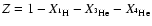 $Z=1-X_{\rm {^1 H}}-X_{\rm {^3 He}}-
X_{\rm {^4 He}}$