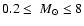$0.2\le~M_{\odot}\le8$