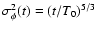 $\sigma^2_\phi (t)=
(t/T_0)^{5/3}$
