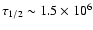 $\tau_{1/2}\sim 1.5\times 10^6$