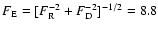 $F_{\rm E}= [F_{\rm R}^{-2} +F_{\rm D}^{-2}]^{-1/2} = 8.8$